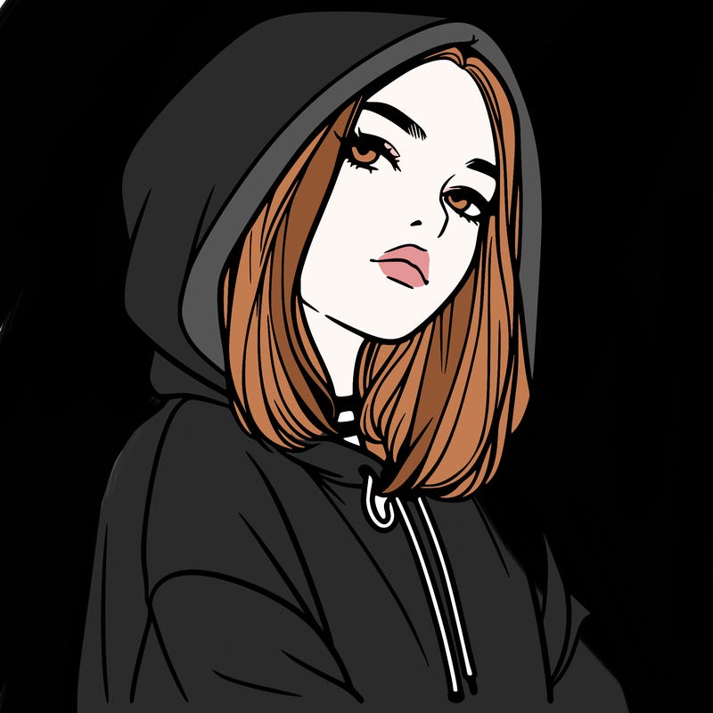 a realistic girl in a hoodie