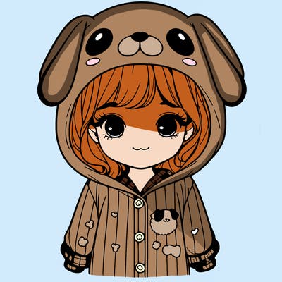 realistic girl in dog pjs