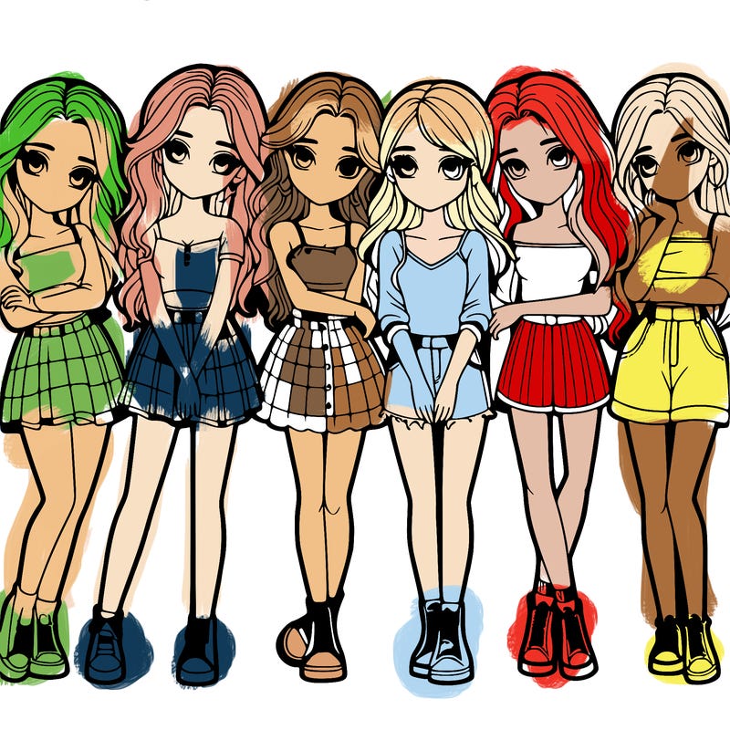 a group of girls realistic