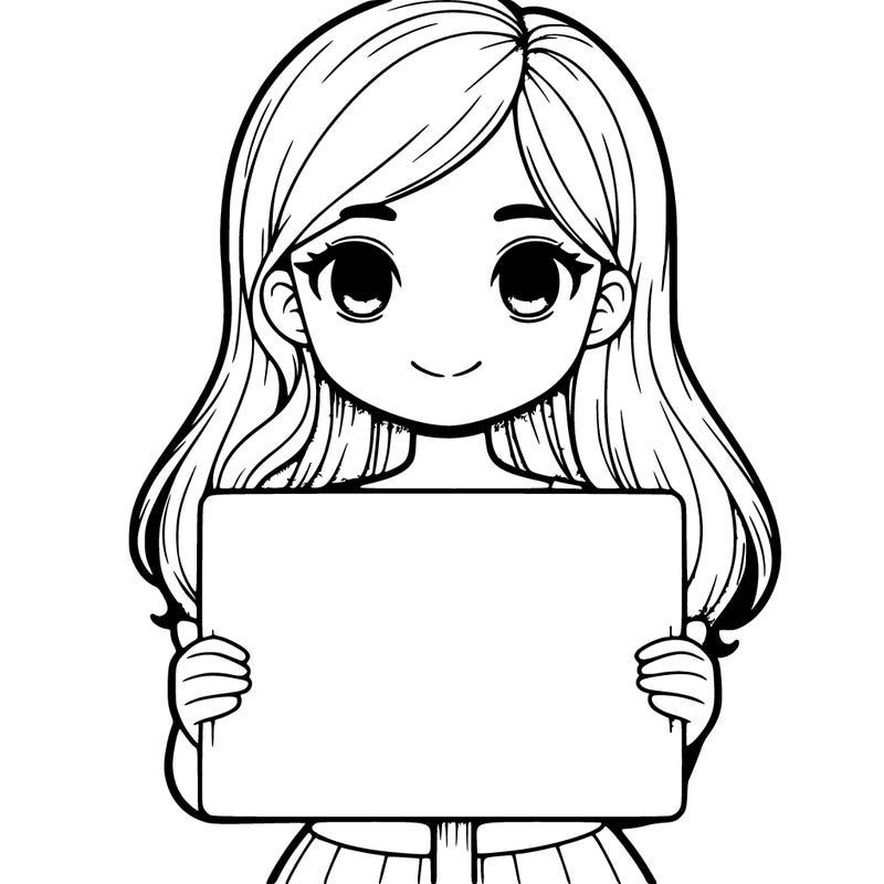 1 realistic girl holding sign