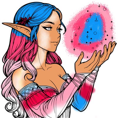realistic elf girl doing magic