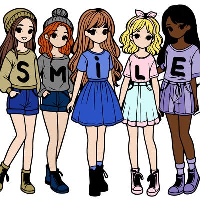 a group of five girls