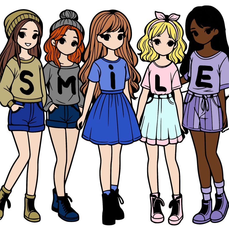 a group of five girls