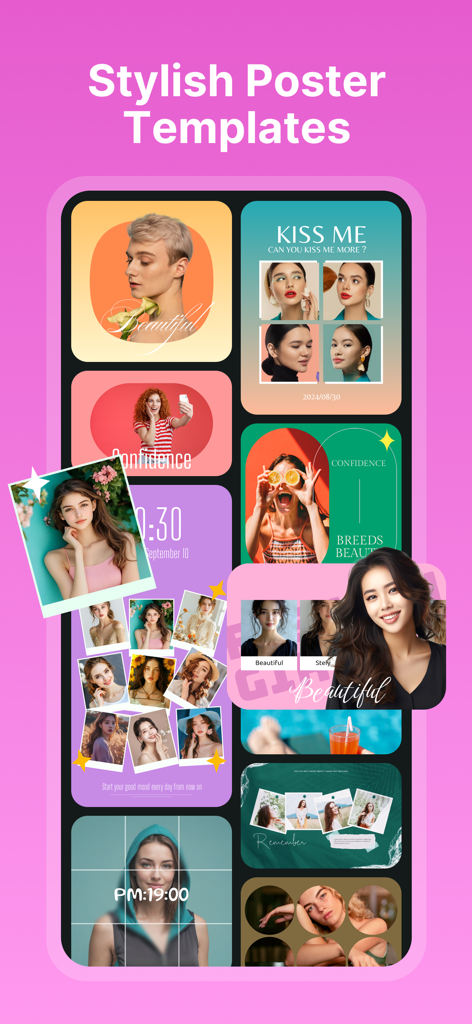 Collage Maker - Photos Editor - Uma coleção de modelos de pôsteres e colagens de fotos estilosos para posts estéticos de mídia social