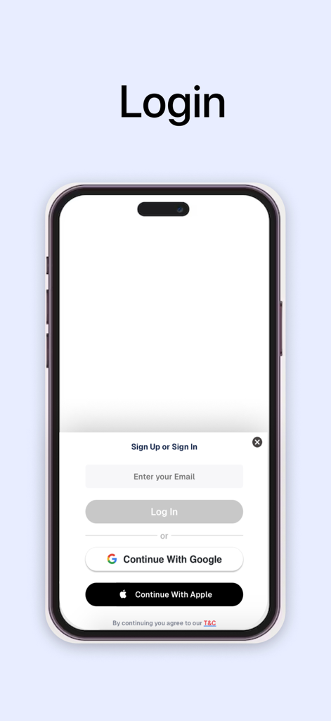 Lucky Panda - Lucky Panda app login screen with options to sign in via email, Google, or Apple