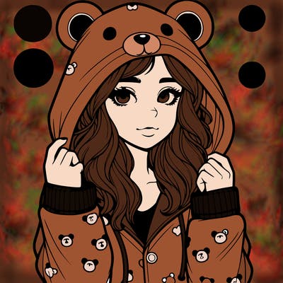 realistic girl in a animal pjs hoodie