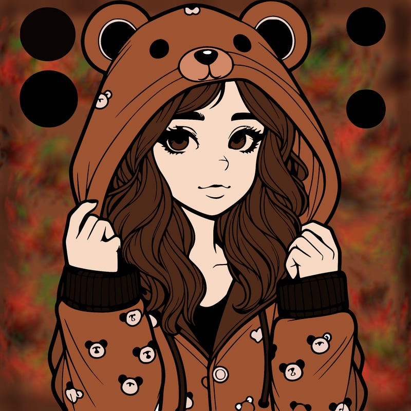 realistic girl in a animal pjs hoodie