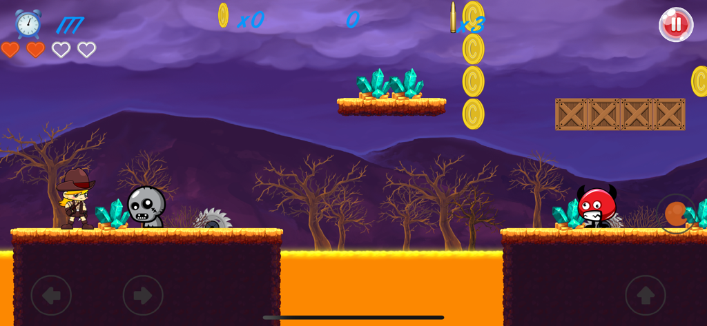 Super Mary's Adventure - Super Mary's Adventure gameplay showing a character in a spooky world with enemies and coins.