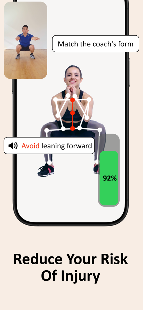 Fireflyアプリのリアルタイムフォームフィードバック、AIスケルトントラッキングでスクワット中の怪我のリスクを軽減
