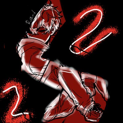 a male hoddie ripped jeans messy hair anime