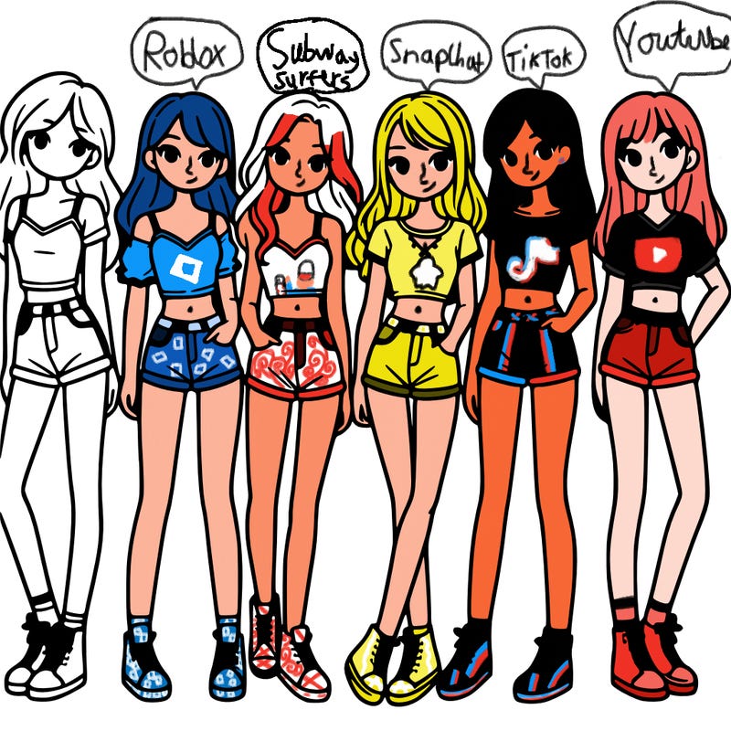 a group of girls wearing crop tops and shorts