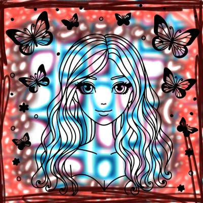 woman with butterfly hair