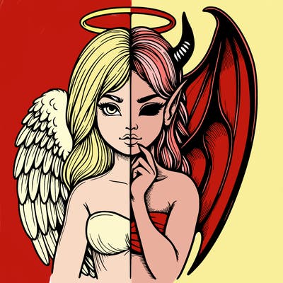 realistic angel half demon