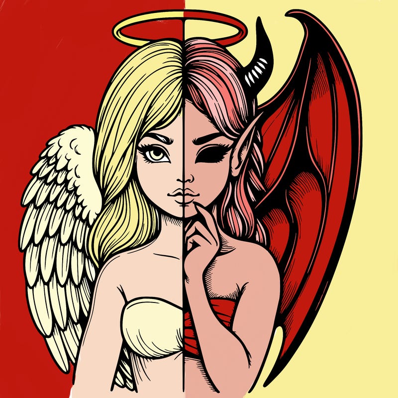 realistic angel half demon