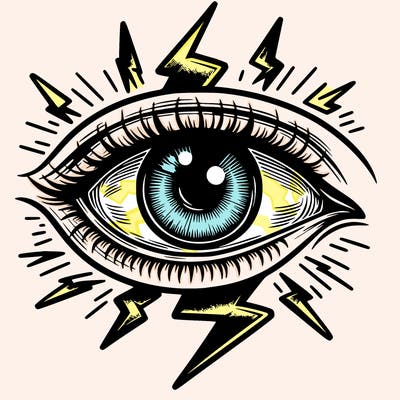 realistic eye with lightning bolts