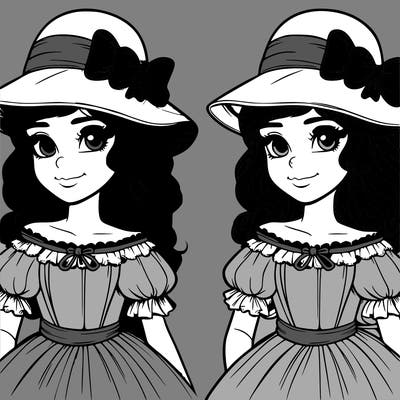 a princess with a hat with a ribbon on it, realistic