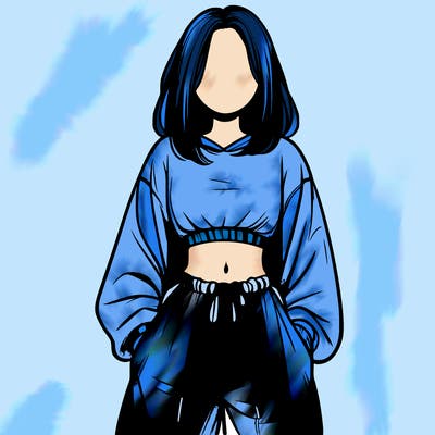 realistic girl faceless with baggy pants and a crop top
