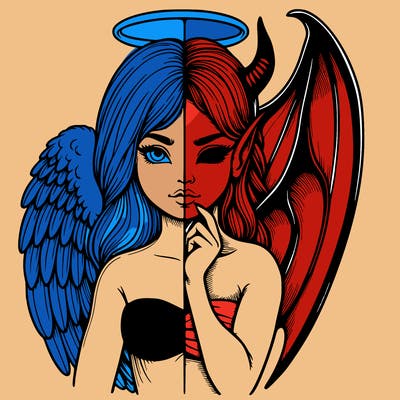 realistic angel half demon