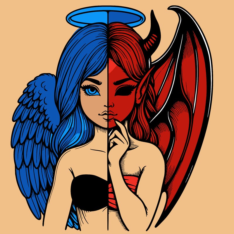 realistic angel half demon