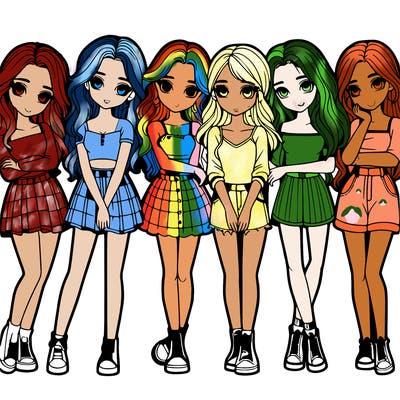 a group of girls realistic