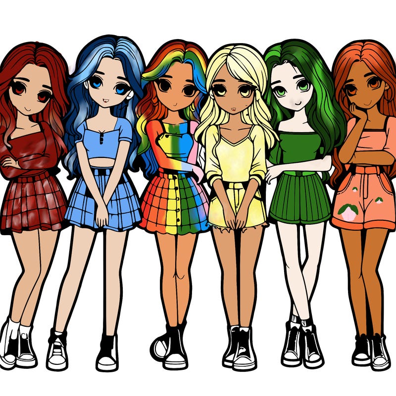 a group of girls realistic