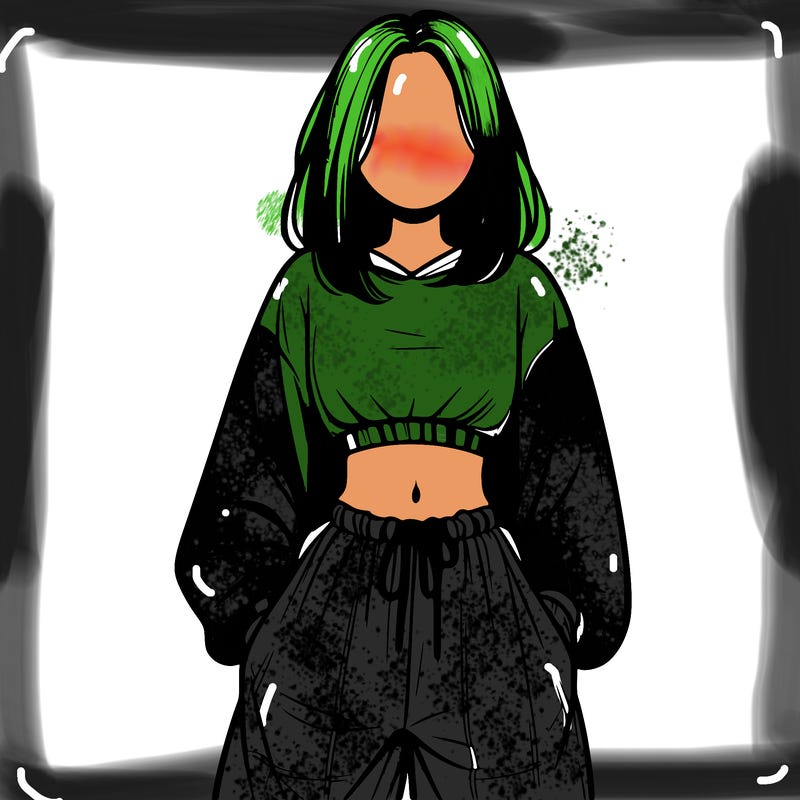 realistic girl faceless with baggy pants and a crop top