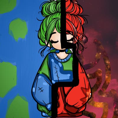 girl with baggy sweatshirt and messy bun