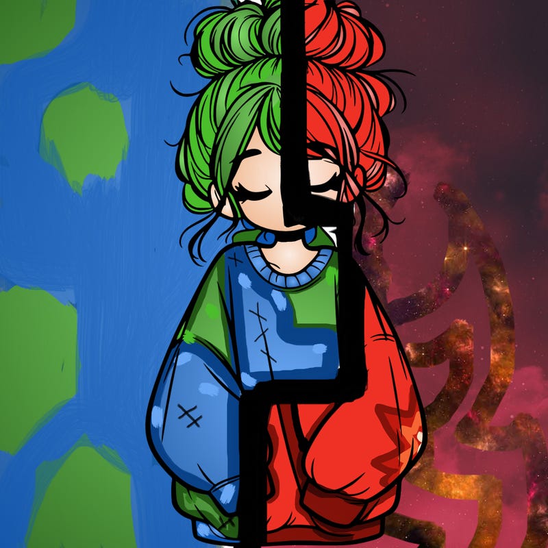 girl with baggy sweatshirt and messy bun