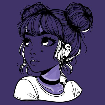 realistic girl with spacebuns