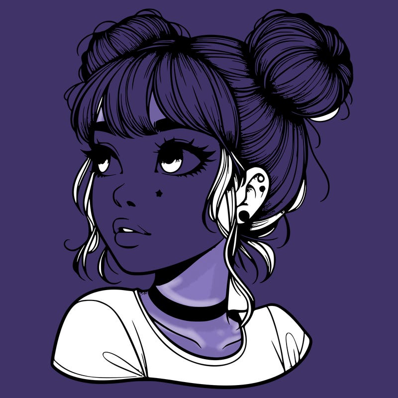realistic girl with spacebuns
