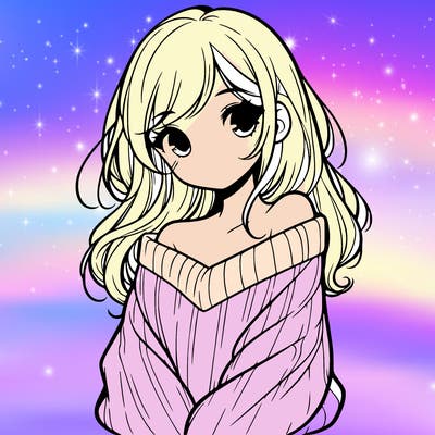 shy pretty girl wearing a sweater that is falling off one shoulder portrait