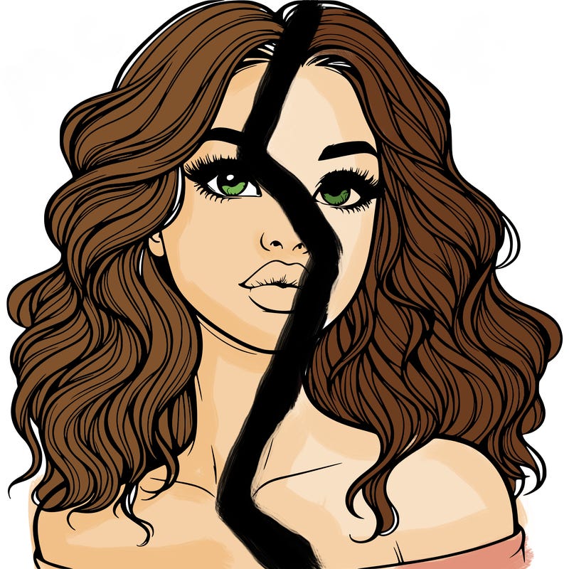 realistic girl with wavy hair and lips