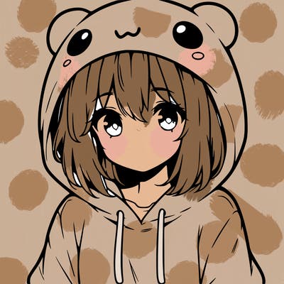 anime cute girl with hoodie