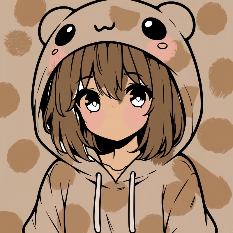 anime cute girl with hoodie