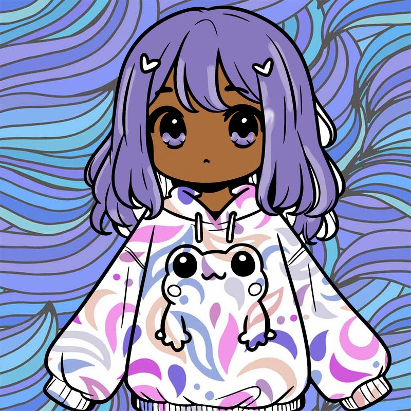 girl wearing frogging sweatshirt