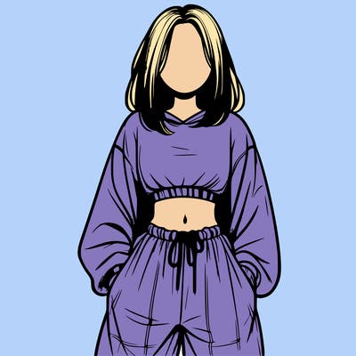 realistic girl faceless with baggy pants and a crop top
