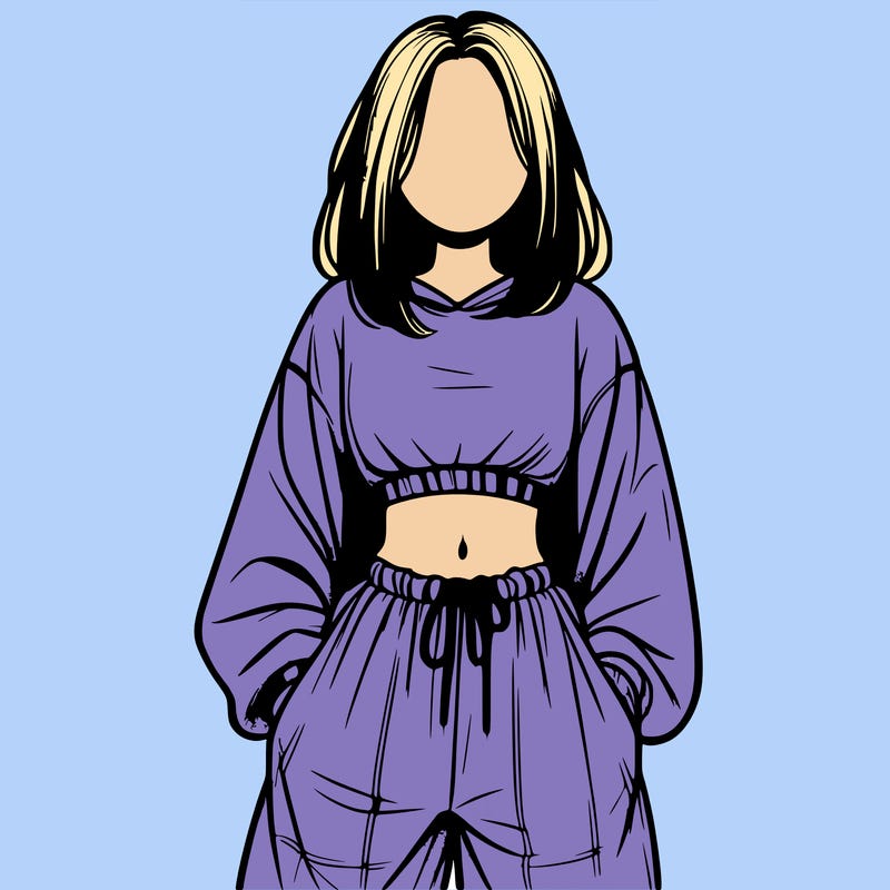 realistic girl faceless with baggy pants and a crop top