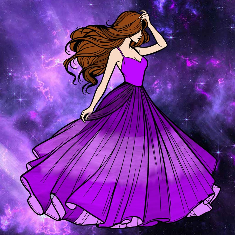 realistic woman with dress flowing in the wind