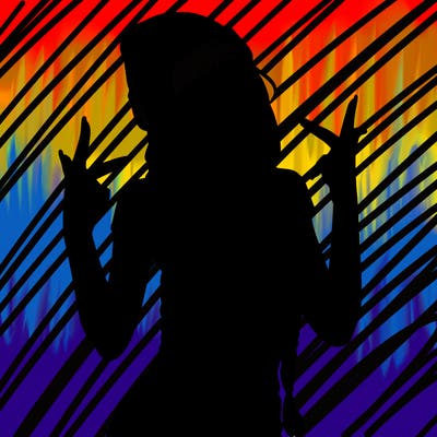 realistic teenage girl with braids and a beanie and crop top doing 🫶🏼