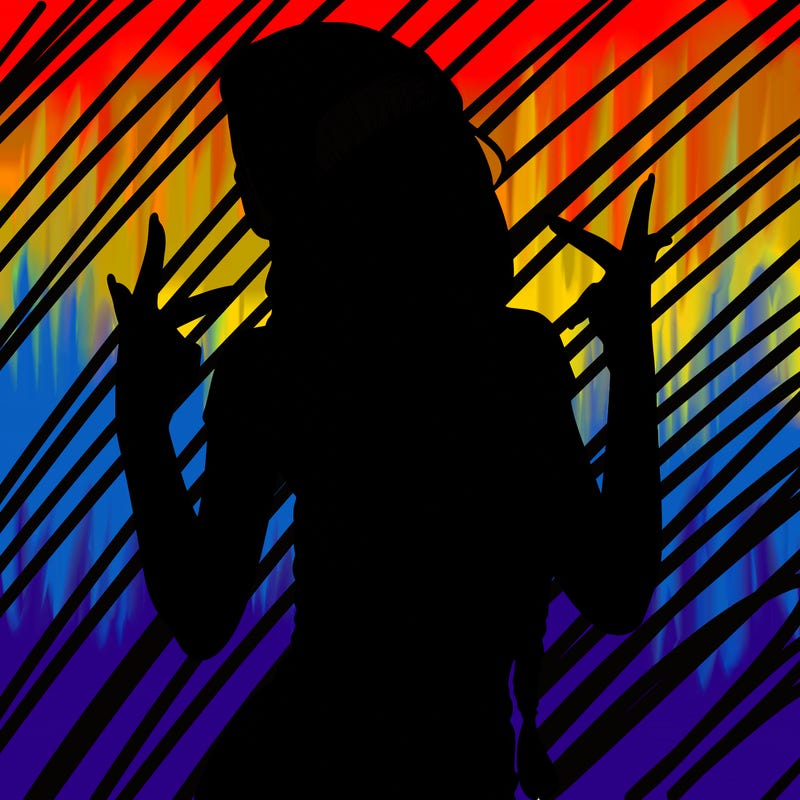 realistic teenage girl with braids and a beanie and crop top doing 🫶🏼