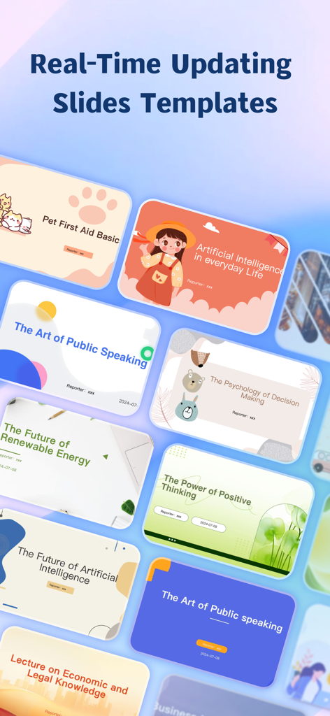 AiPPT - PPT & Slide Maker - AiPPTアプリで利用可能な様々なプロフェッショナルプレゼンテーションスライドテンプレート。