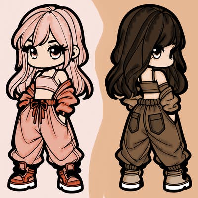 girl in crop top and baggy pants