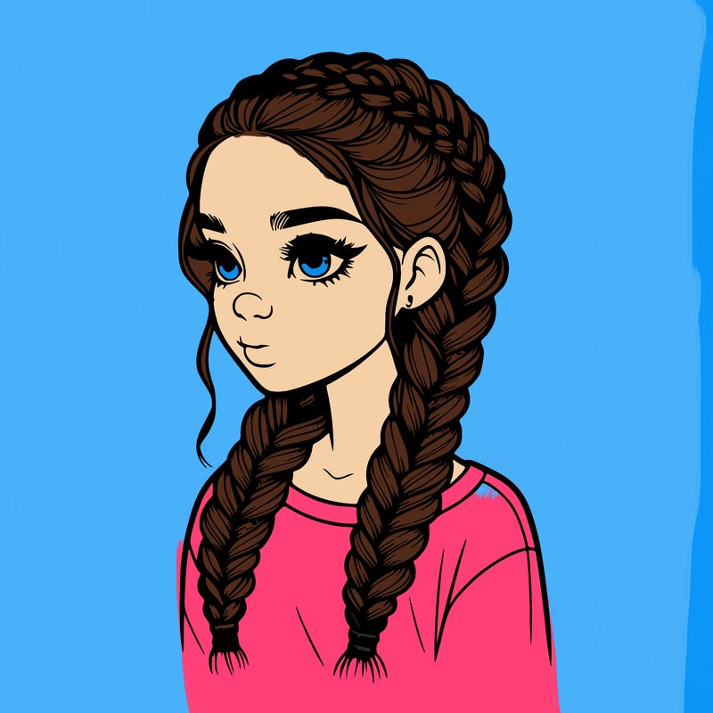 realistic girl with braids