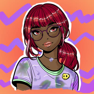 realistic girl with freckles and clear glasses