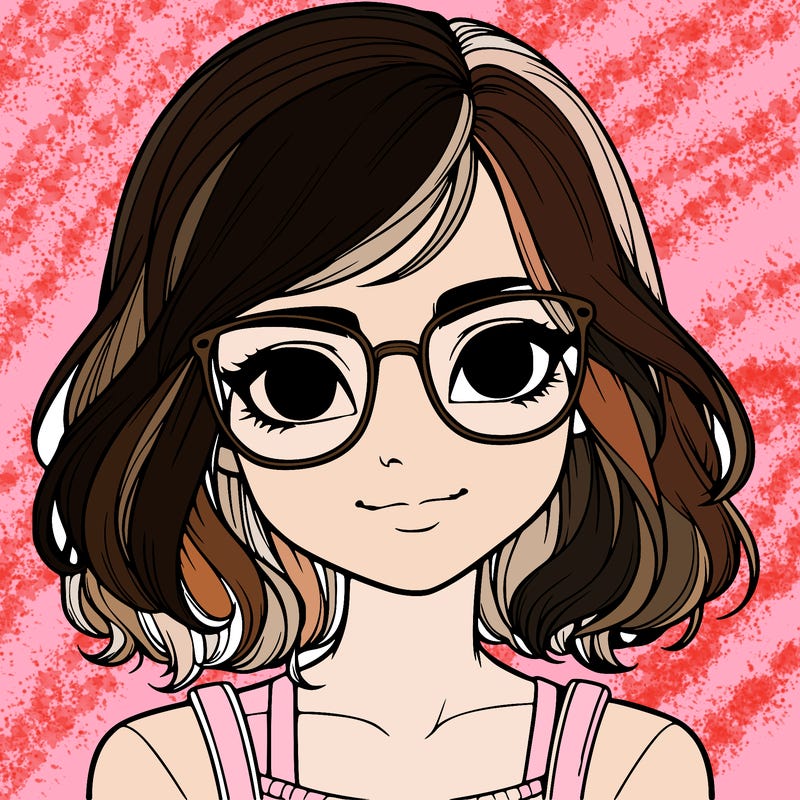 realistic girl with glasses