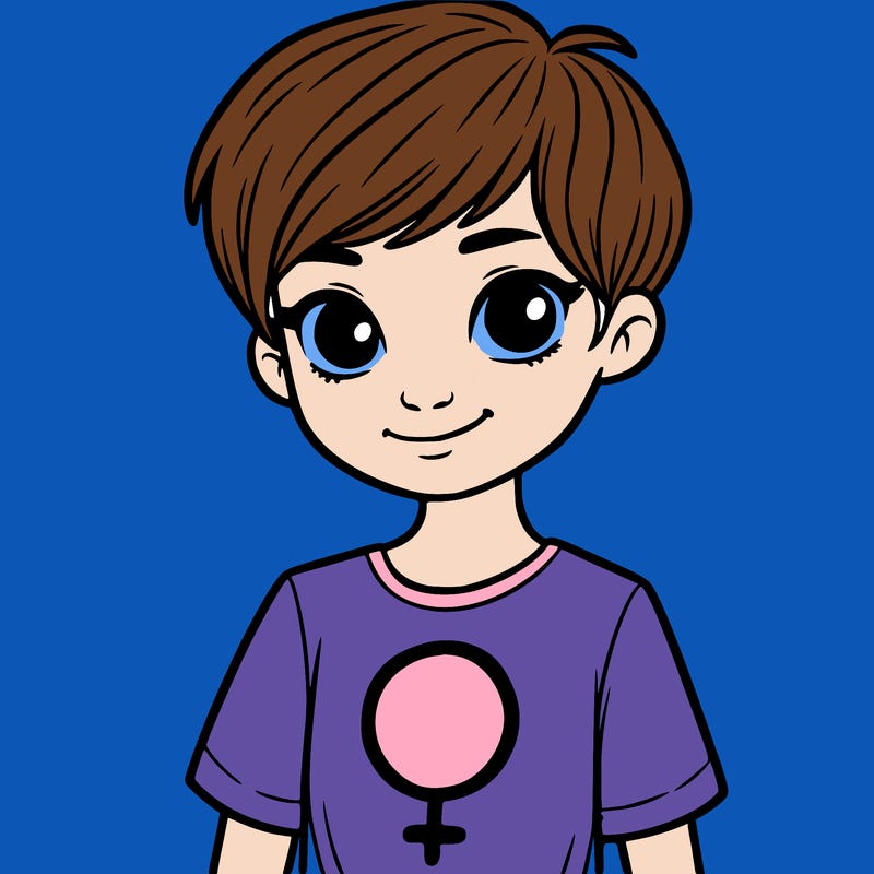 girl with pixie cut and feminist shirt