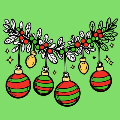 christmas garland with big bulbs