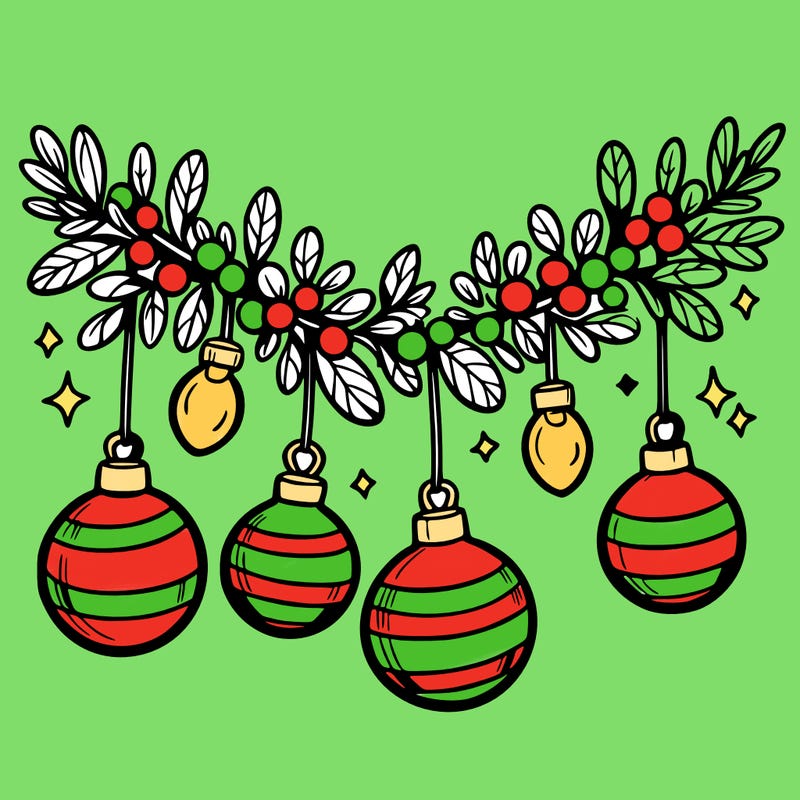 christmas garland with big bulbs