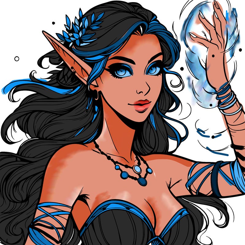 realistic elven woman glow magic wild chaos