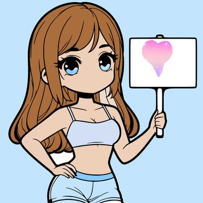 girl in a cute crop top holding a blank sign